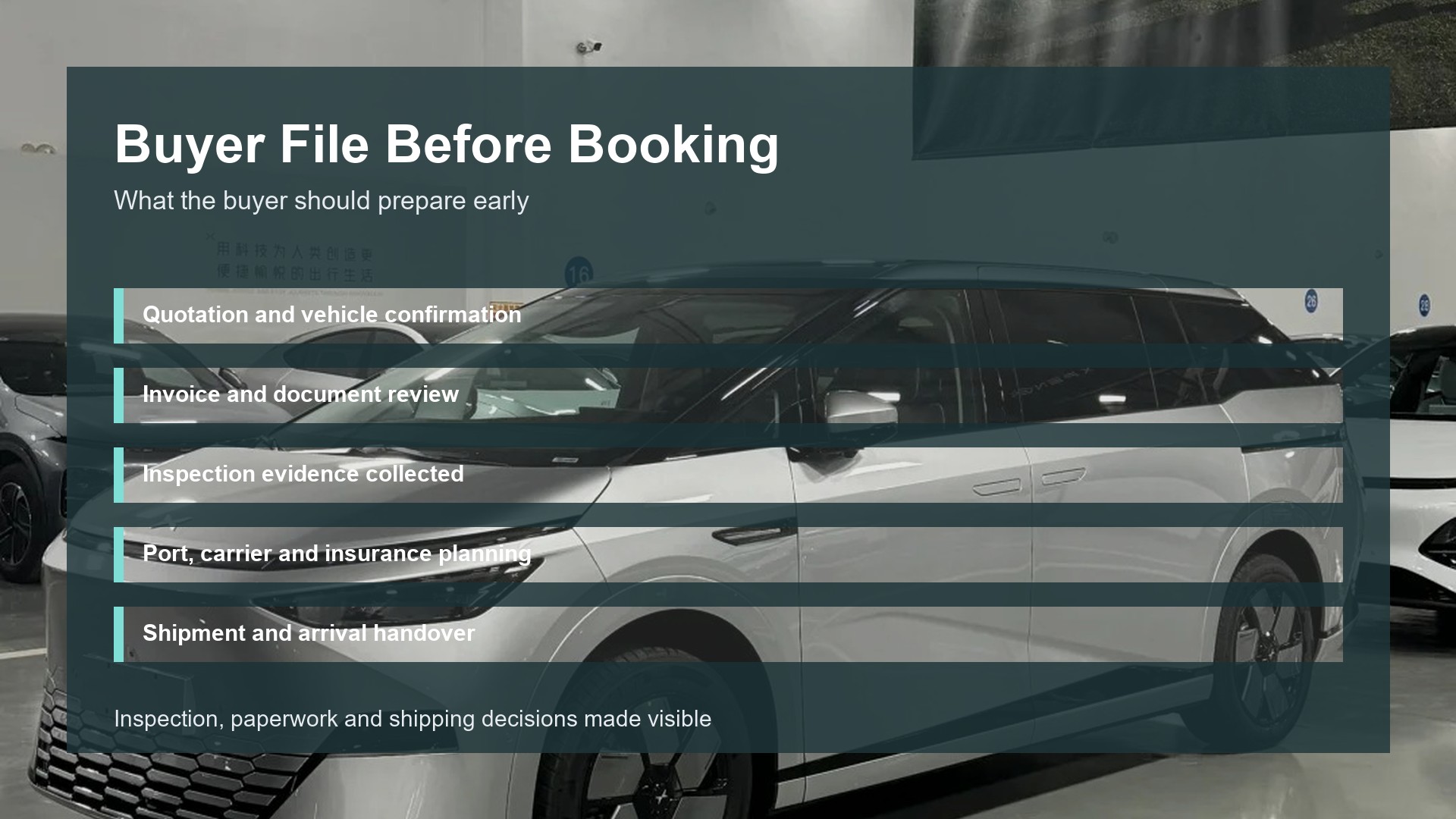 Buyer File Before Booking for China car shipping documents by Triumph Cars